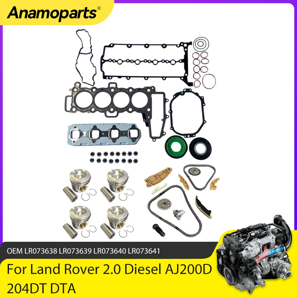

Engine Part Rebuild Kit Timing Chain Kit Piston Set Fit 2.0 L L4 Diesel 204DTA For Jaguar Land Rover 2.0L AJ200D 17-19 LR073638