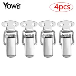 4PCS Stainless Steel Mini Lock Cabinet Boxes Spring Loaded Latch Catch Toggle Clamp Hasp For Chest Box Gift Suitcase Case