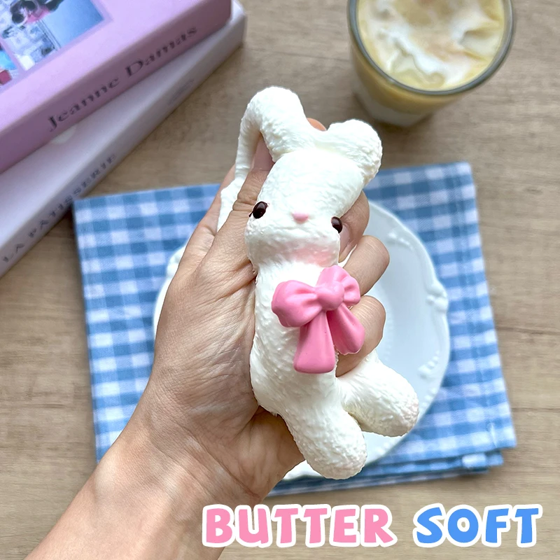 Bow Bunny Food-grade Silicone Taba Squishy, Office Stress Relief Creamy Soft Handmade Squeeze Toy, Christmas Easter Gift