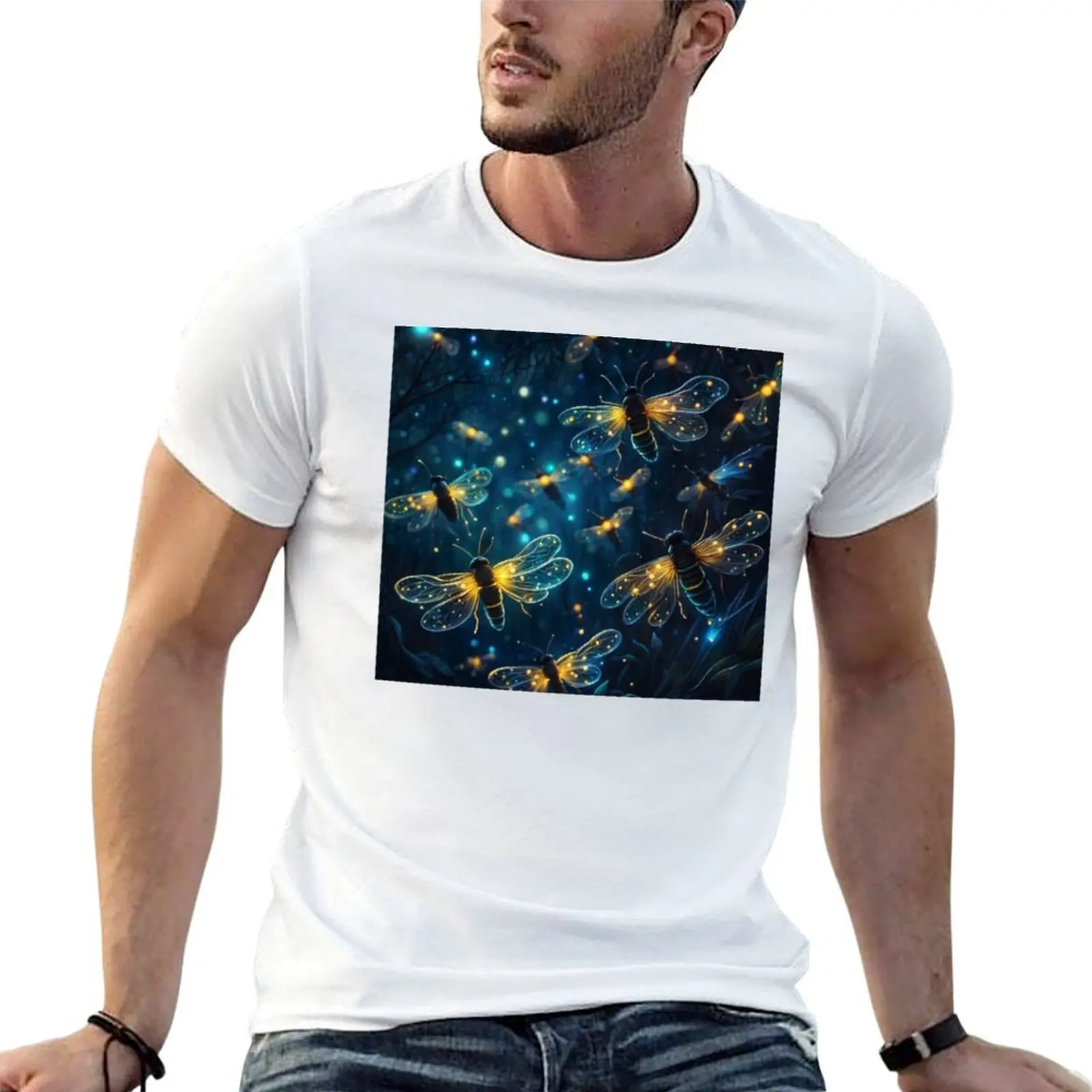 

Glowing Fireflies Symphony T-Shirt t shirts for man graphic tees t shirt for man 100 percent cotton t shirt man cotton T-shirt