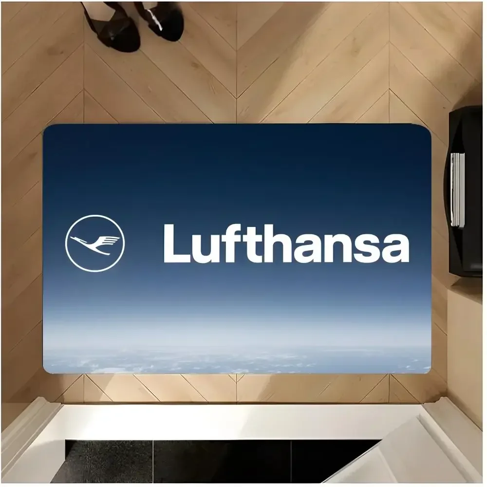 Airline Travel Aviation Logo L-Lufthansa Floor Mat Nonslip Entrance Rug Front Door Porch Hallway Outdoor Home Decor
