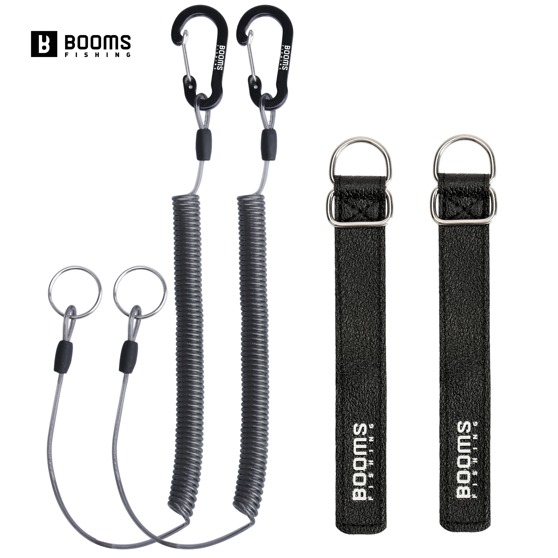 Booms Fishing T01-2PCS 2m Coiled Retention Rope Fishing Lanyards for Fishing Rods and Fly Fishing Nets Fishing Tools Accessories