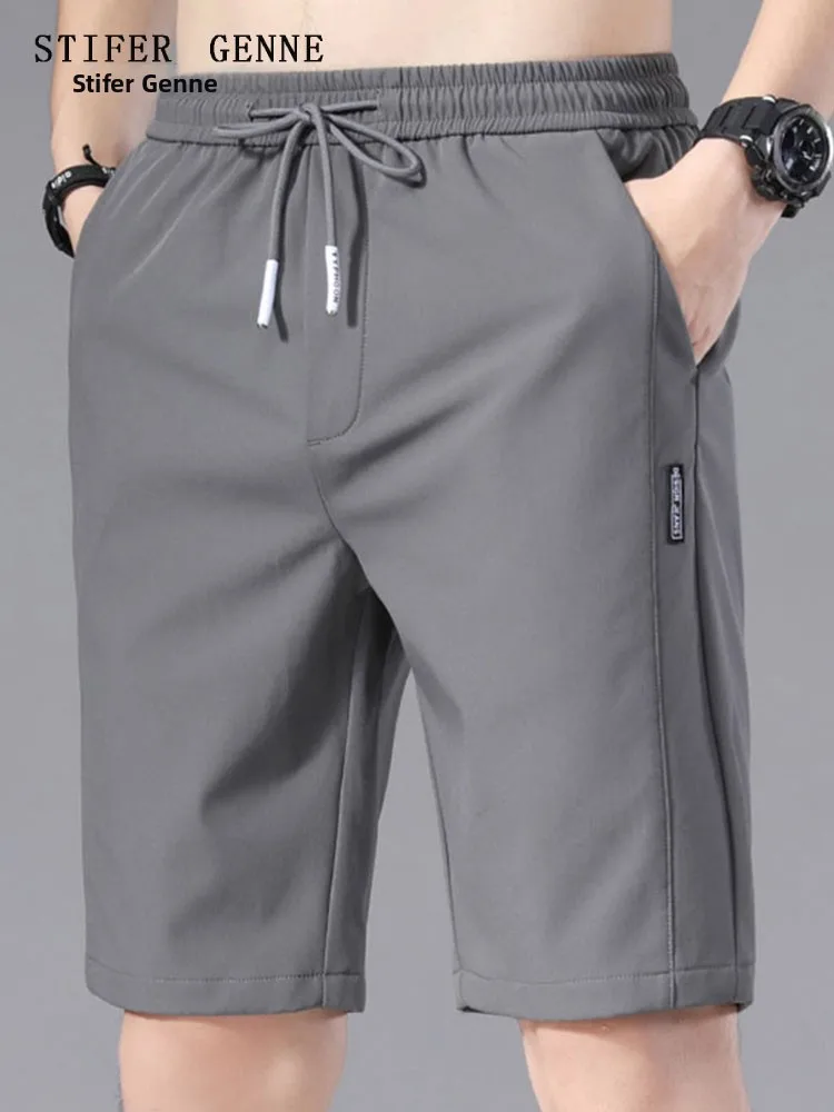 

Мужские летние тонкие спортивные брюки Stephan из ледяного шелка, быстросохнущие, свободного прямого кроя, больших размеров, длиной до колена, повседневные