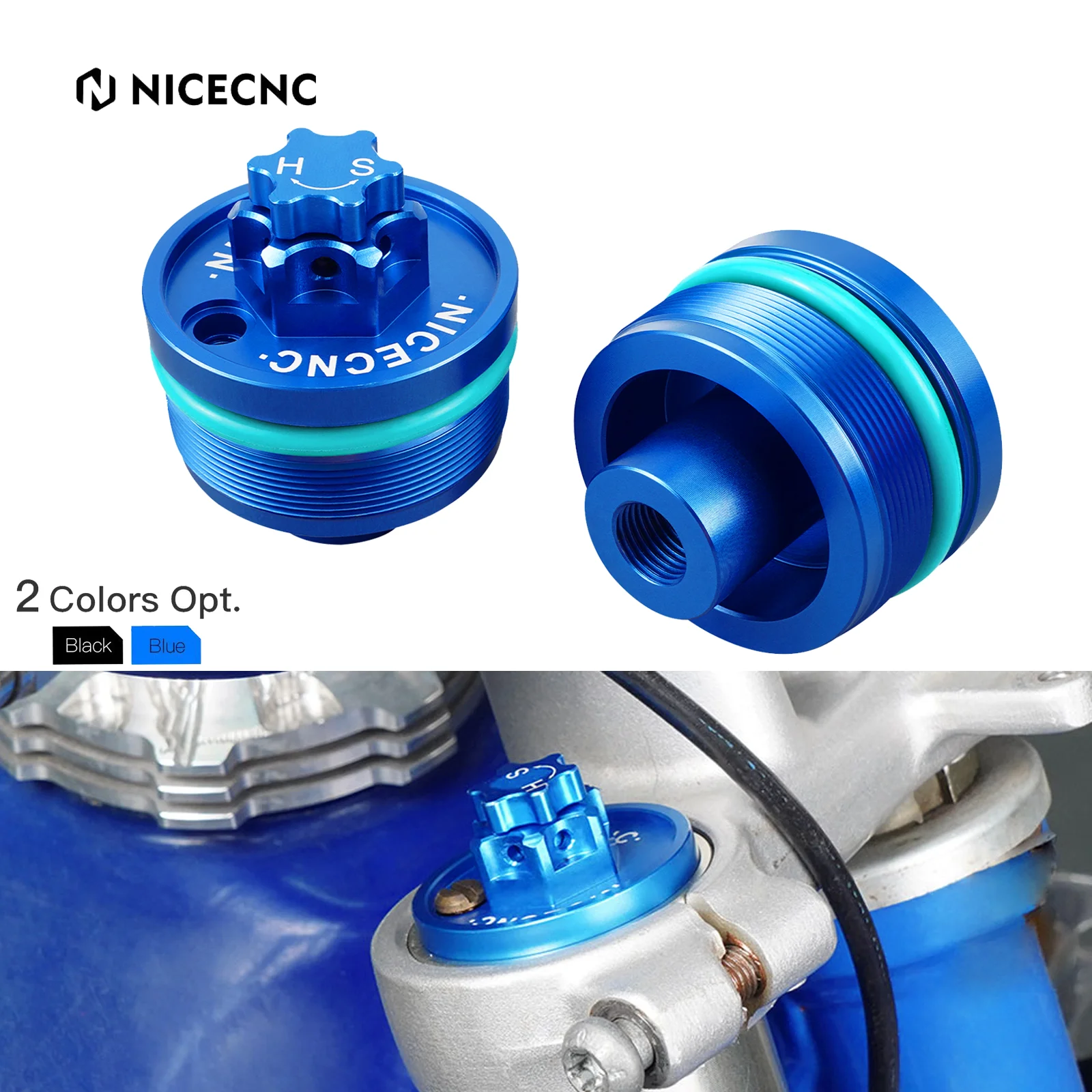 

NiceCNC Pair Front Fork Top Cap for Yamaha YZ 80 85 YZ85 2002-2018 2017 2016 YZ80 1995-2001 Upper Triple Clamp Screw Cover Nut