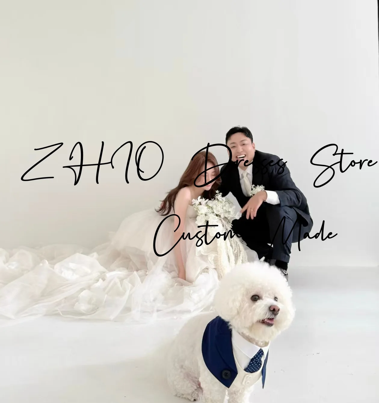 ZHIO Princess Flowers Wedding Dress Sweetheart Draped Sweep Train Ivory Tulle Korea Photo Shoot Bridal Gown Custom 웨딩드레스