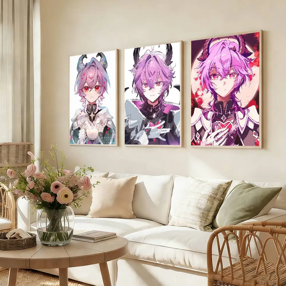 Genshin Durin Impact Poster Stickers Classic Art Print Retro Wall Decor HD Living Room Home Poster Festival Gift
