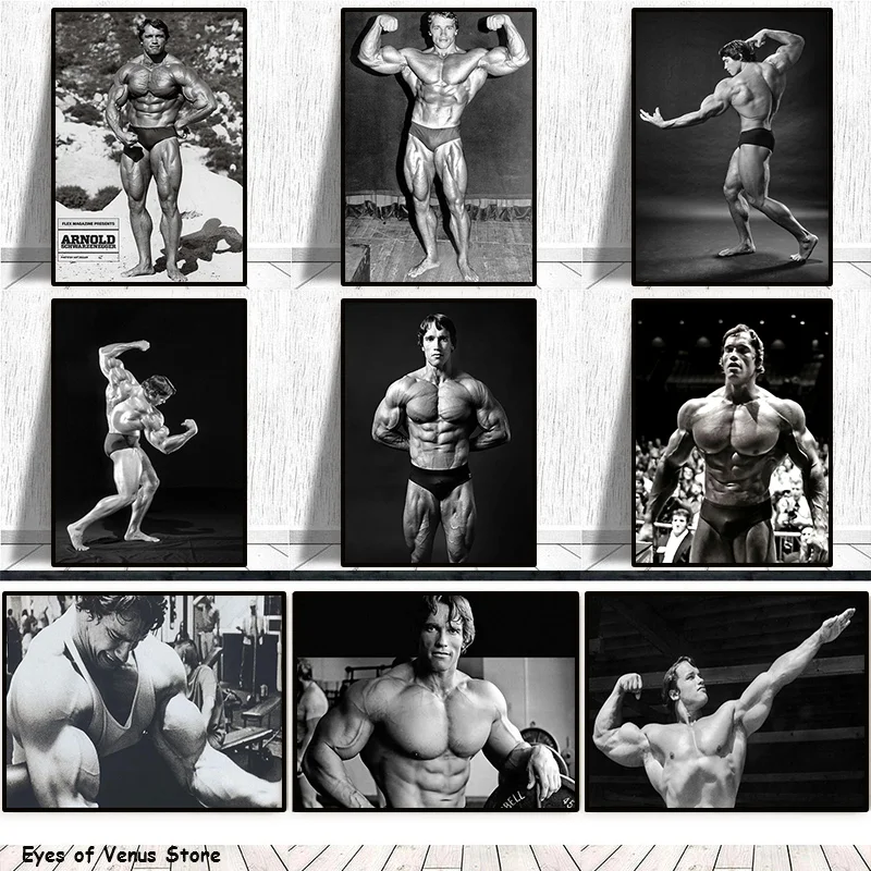 Arnold Schwarzenegger Bodybuilding Posters Canvas Painting Fitness Black and White Sports Inspirational Wall Art GYM Home Decor