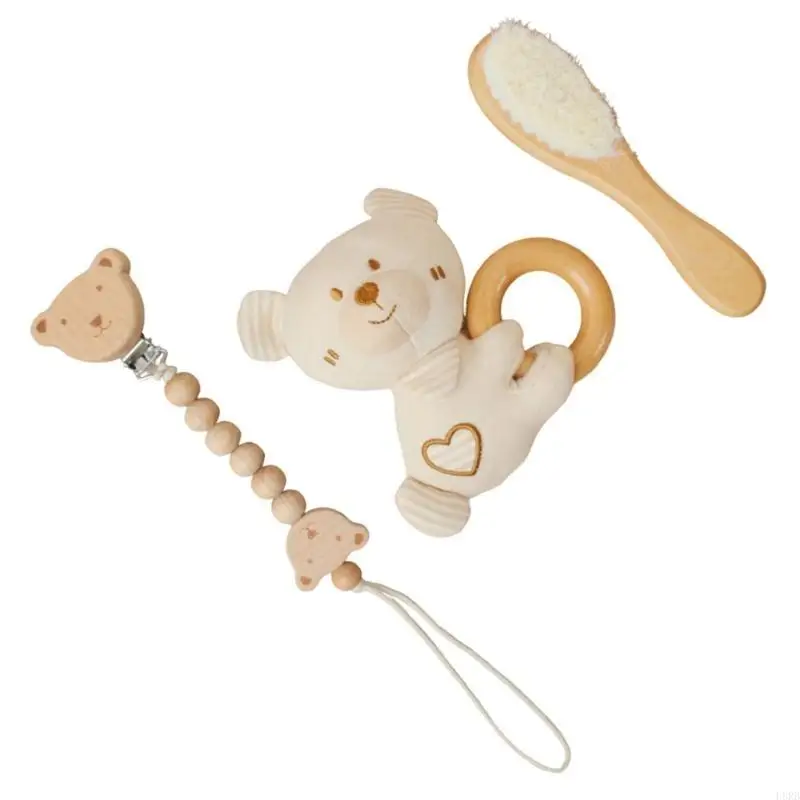 سوار مهدئ للأطفال ومشبك دمية وفرشاة مصاصة سلسلة حامل فرشاة عضاضة للأطفال الرضع لعبة عضاضة L8RB #4