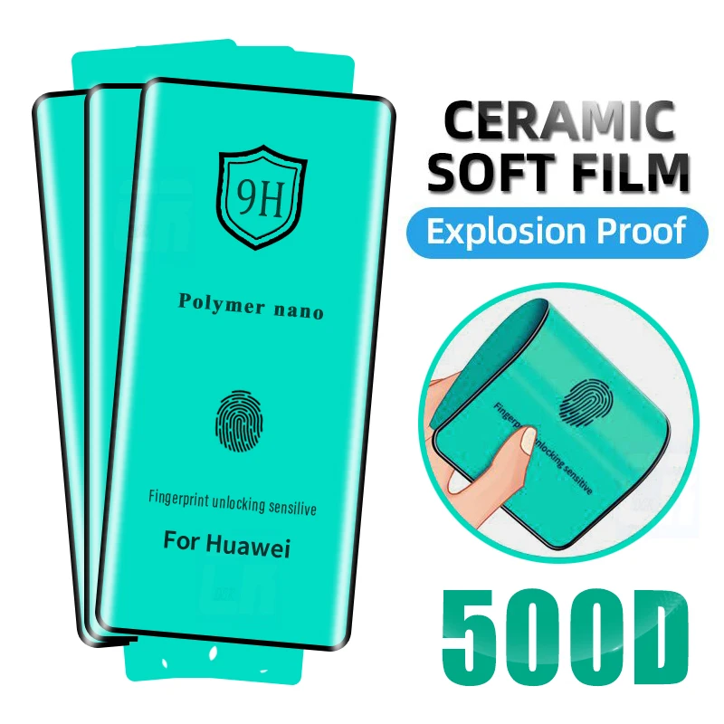 

2-3Pcs Curved Ceramic Soft Film For Huawei P60 Art P50 P40 P30 Pro Screen Protector For Huawei Nova 8 9 10 11 12 Ultra Not Glass