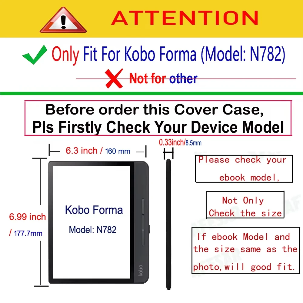 Case for Kobo Forma (Model: N782) 8-inch E-reader Protective Case, Portable, TPU Soft Shell, Multi Angle Folding Shell.