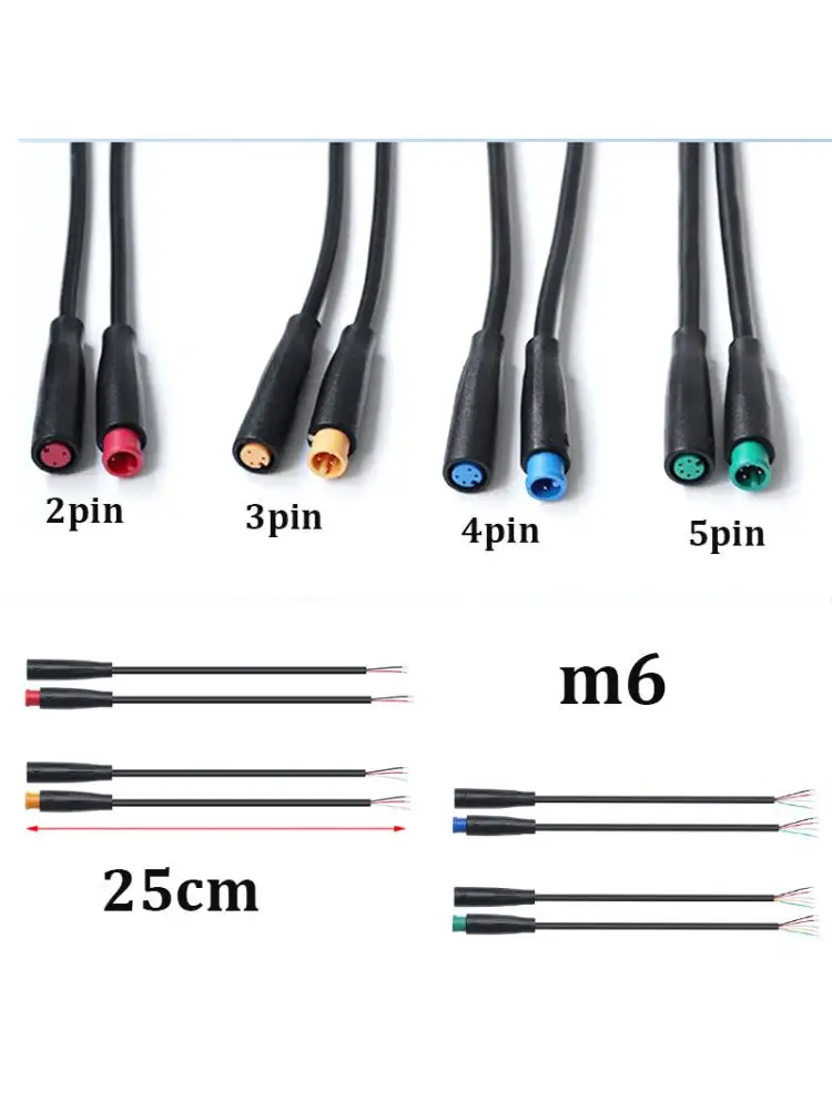 AliExpress NONE 25cm M6 2p 3p 4p 5 Pin core 6mm male female Julet Electric bike Butt Cable Connector Scooter Brake waterproof Signal Sensor