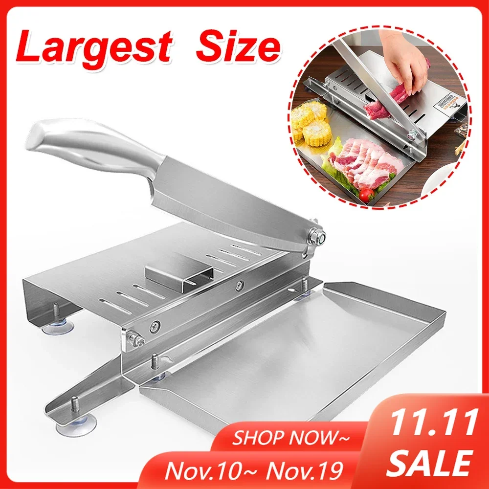 

Большая машина для нарезки мяса, бытовая ручная машина для нарезки мяса и овощей из нержавеющей стали, кухонные гаджеты, регулируемая толщина