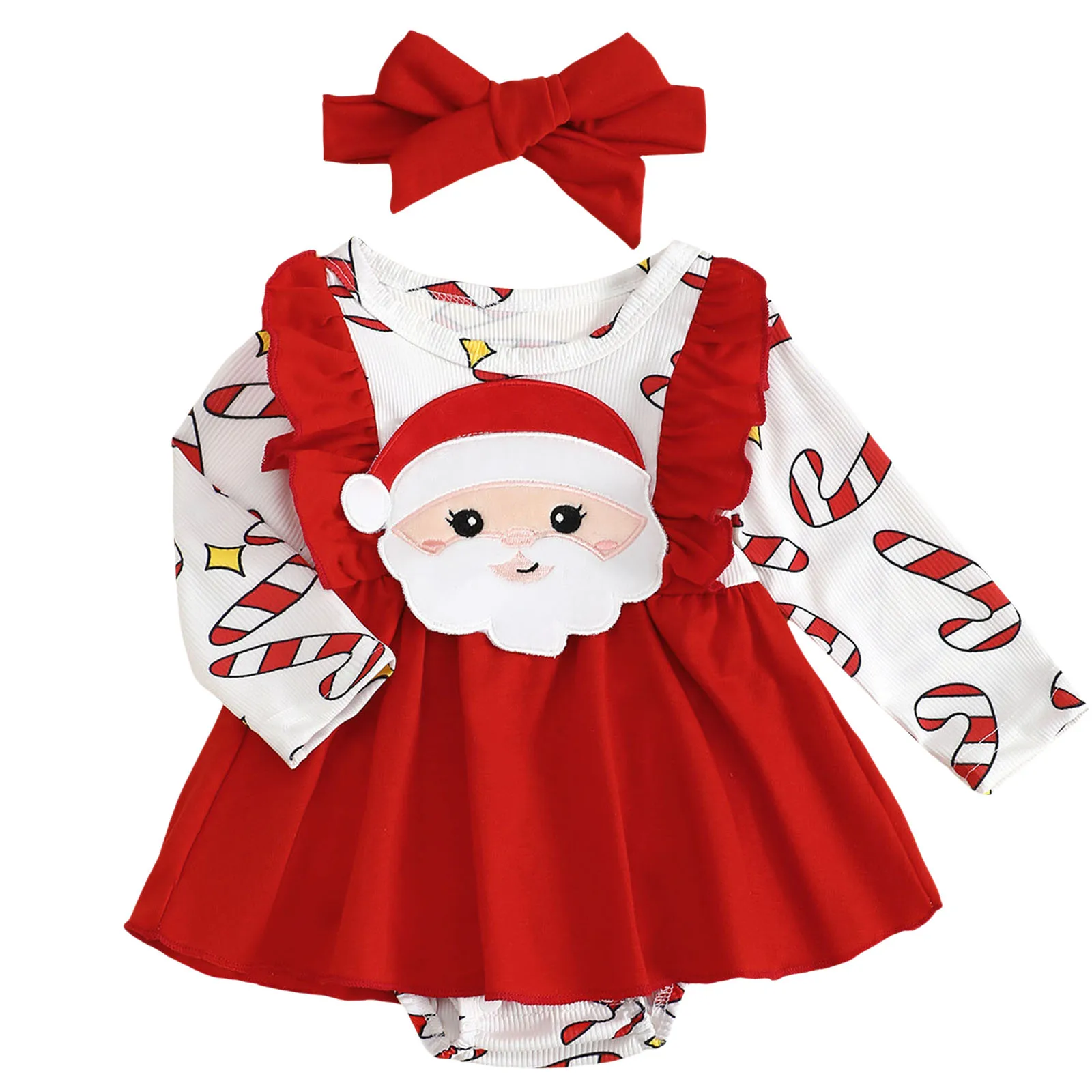 

Summer Baby Outfits Baby Girls Comfortable Skin Friendly Fashionable Christmas Dress With Headband Preemie Girl Bodysuit