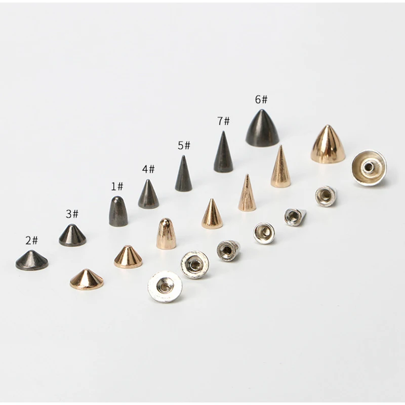 Silver Top-Grade Tapered Rivets, Big Leather Craft Studs, Black Spikes and Studs, Punk, Glod Rivets, 5 Sets,10 Sets/lot