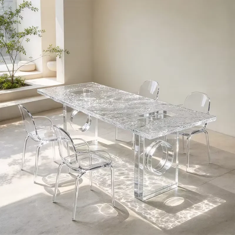 Handmade Resin Modern Eco Friendly Durable Commercial Furniture Dining Table for Living Room