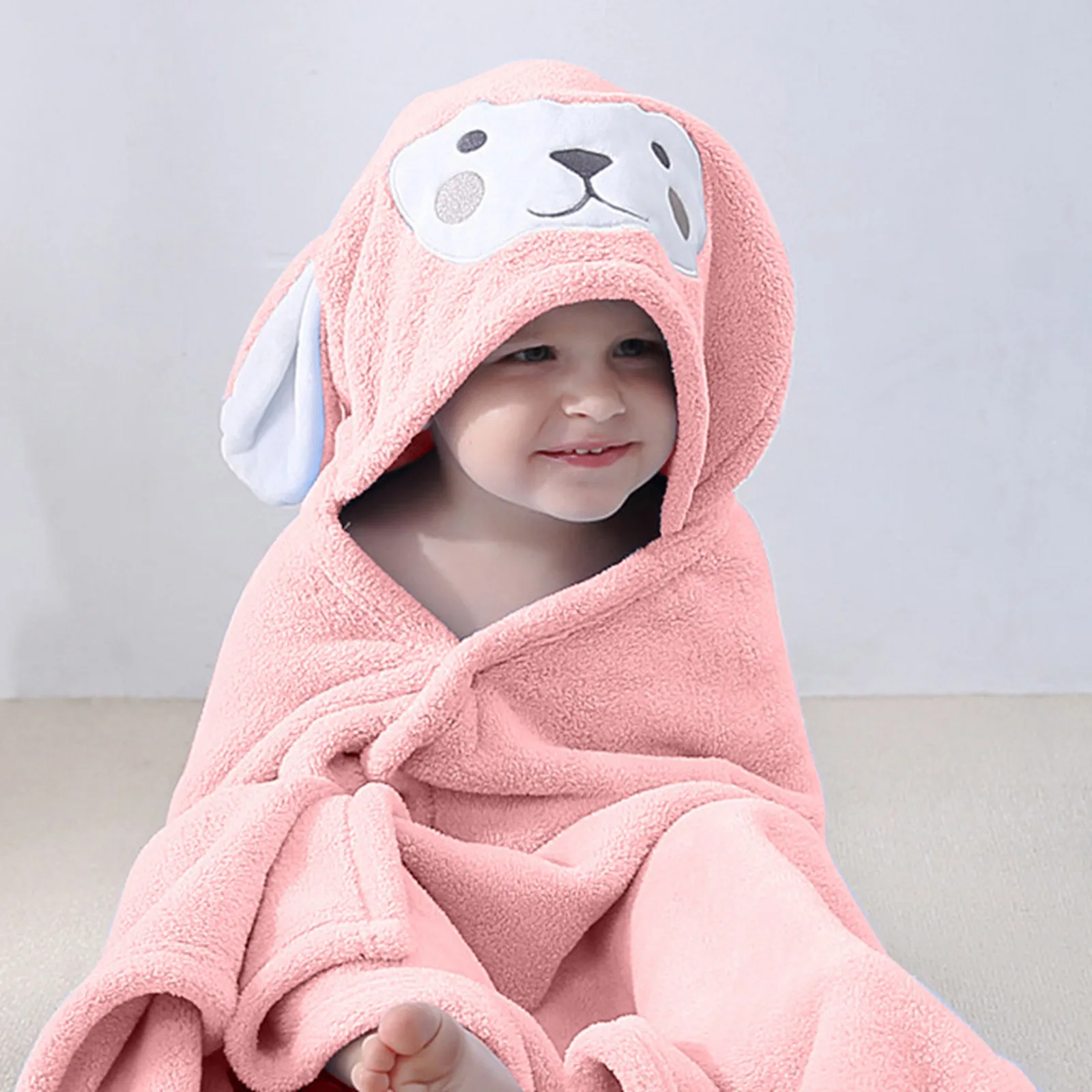 Cartoon Animal Baby Bath Towel Newborn Girl Boy Wrap Blanket Absorbent Baby Bathrobe Hooded Coral Fleece Bath Towels 0-12 Months