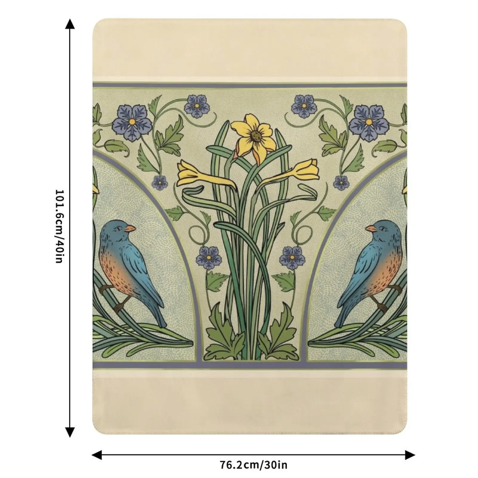 Bluebirds And Spring Blossoms Inspired By Art Nouveau Throw Blanket Flannels Luxury Comforter Picnic Bed Blankets 6