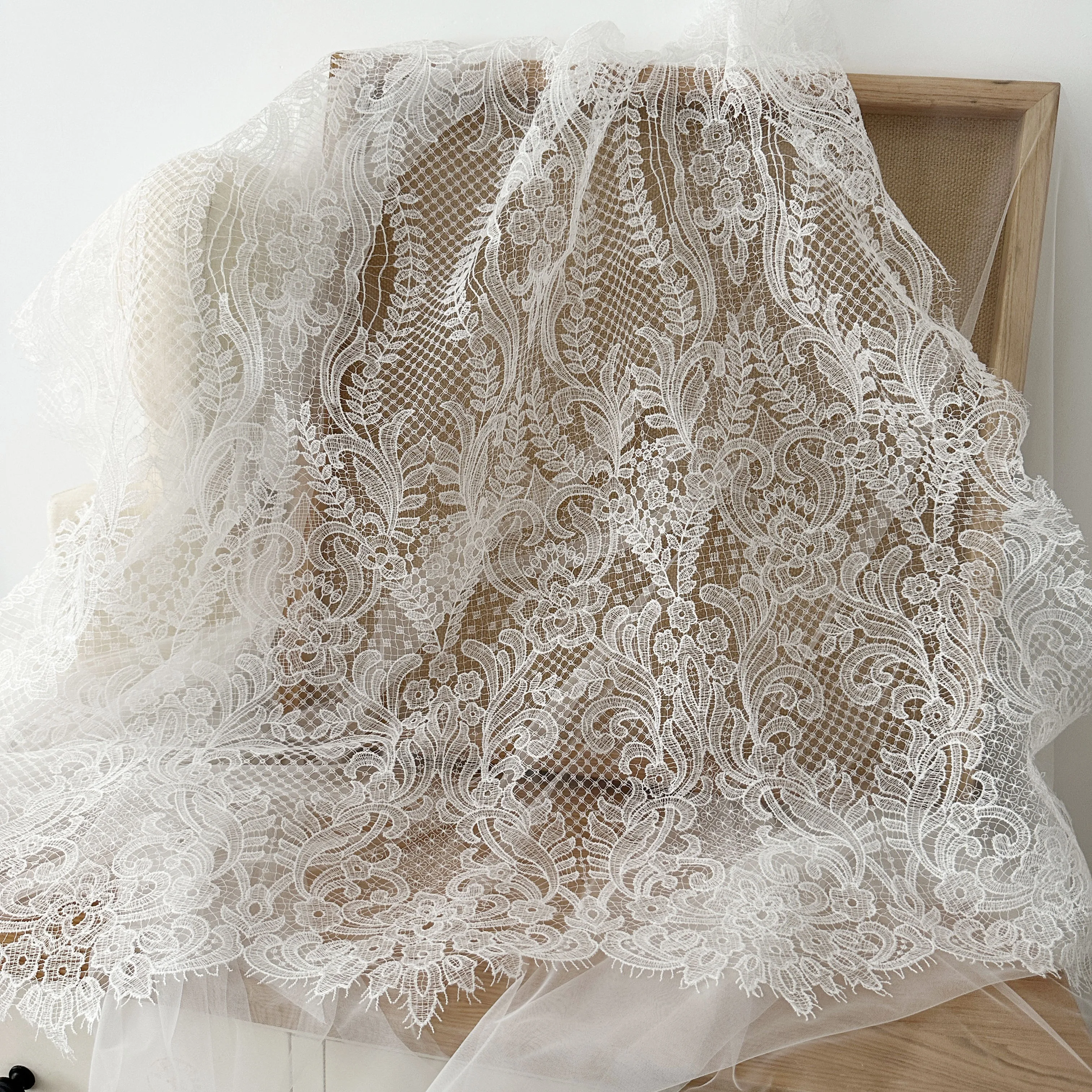 High Quality The Newly Customized Retro Fish Silk Lace Hollow Fabric Is An Ideal Material for Wedding Dresses and Headdresses