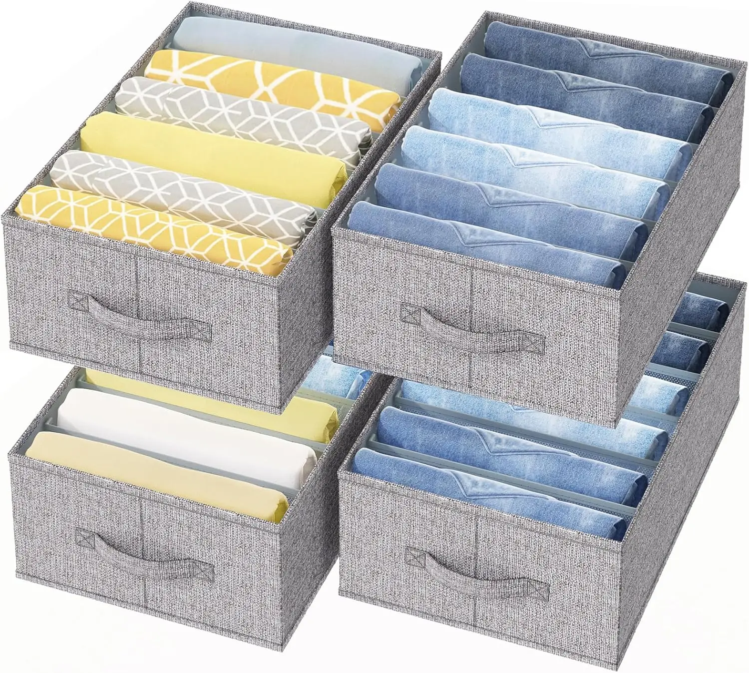 

Набор из 4 органайзеров для шкафа с полкой, 6 секций для хранения джинсов, футболок и брюк