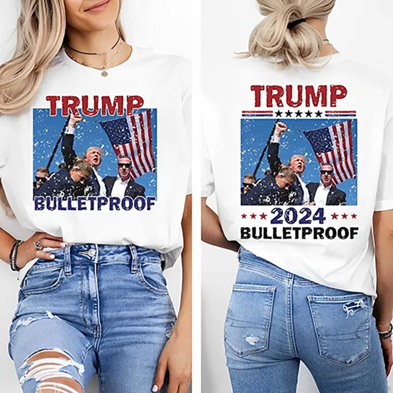 Donald Trump Assassination 2024 Election T-Shirts Men Women Unique 100% Cotton Tees Short Sleeve T Shirt Plus Size Clothing