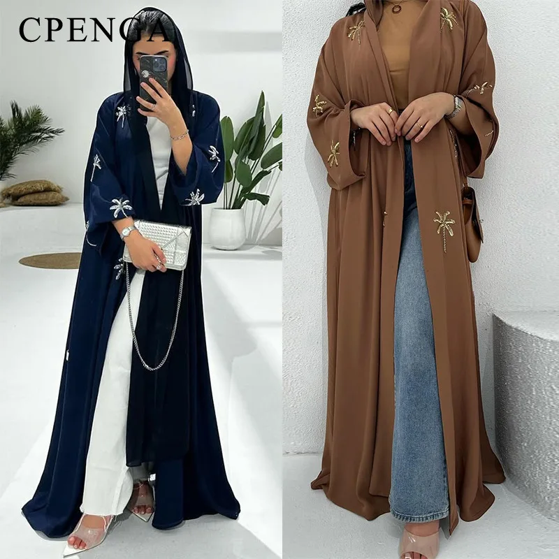 

Elegant Arabic Muslim Women Modest Cardigan Luxury Sequin Embroidery Dubai Abaya Dress Islam 2025 Turkey Vacation Outfit Kaftan