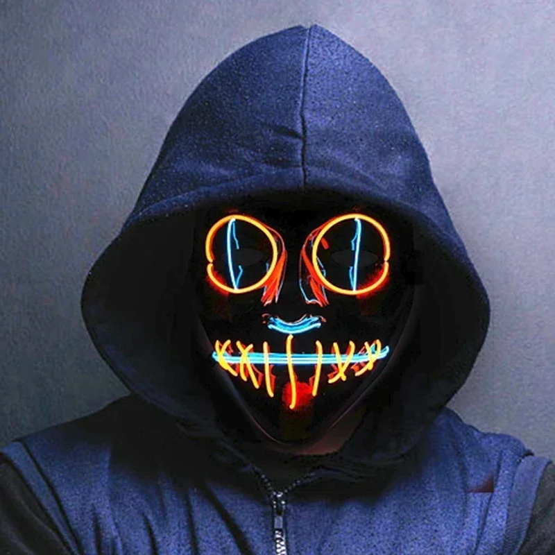 

2024 Devil Killer Luminous Metal Mask Role Playing Costume Accessories Japanese Anime Fox Halloween LED Mask