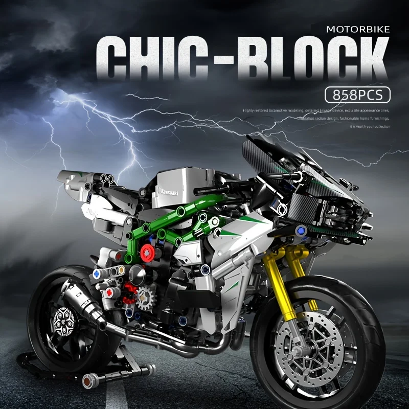 Creative static model of motorcycle, high-level assembly model, puzzle toy, birthday gift