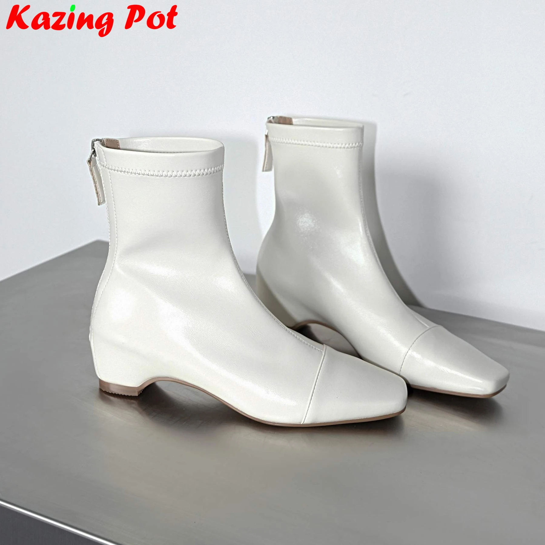 

Krazing Pot 2026 Microfiber High Heels Modern Stretch Boots Square Toe Winter Autumn Shoes Office Lady Fashion Women Ankle Boots