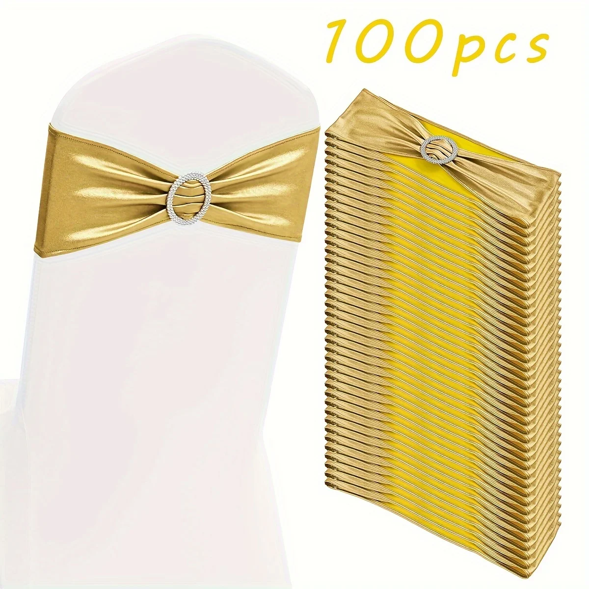 

Of 100 Metal Spandex Chair Straps, Featuring Stretchable Chair Bow Buckle Sliders, Suitable for Elastic Seat Fastening at Weddin