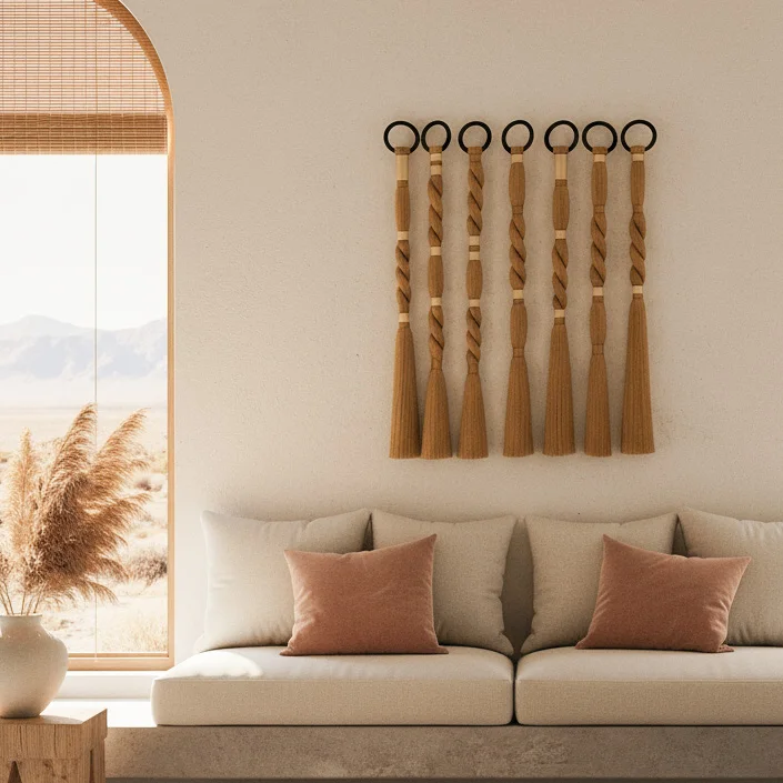 #￥Morocco Style Woven Blended Fabric Macrame Cortina Vintage Boho Handmade Decor Style for Over Couch Decorative Homestay
