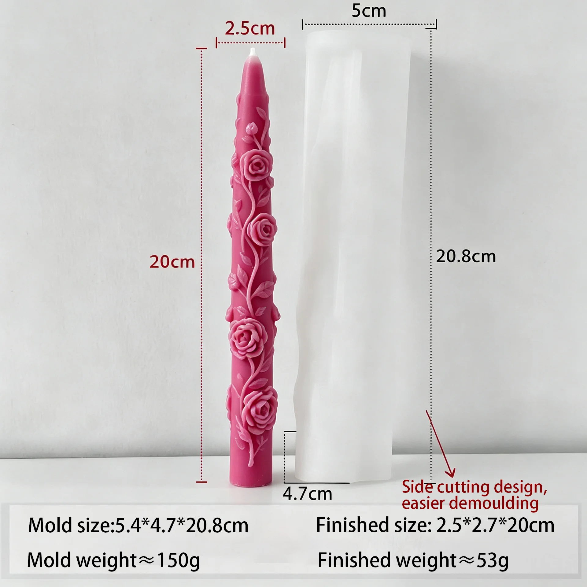 3D Rose Relief Cylinder Candle Silicone Mold