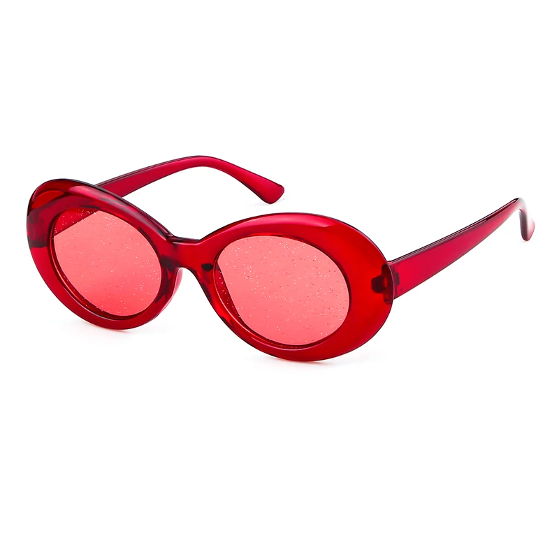 STORY Vintage Retro Purple Oval Sunglasses Women 2018 Sunmmer Glitter Candy Color Transparent Frame Cat Eye Sun Glasses