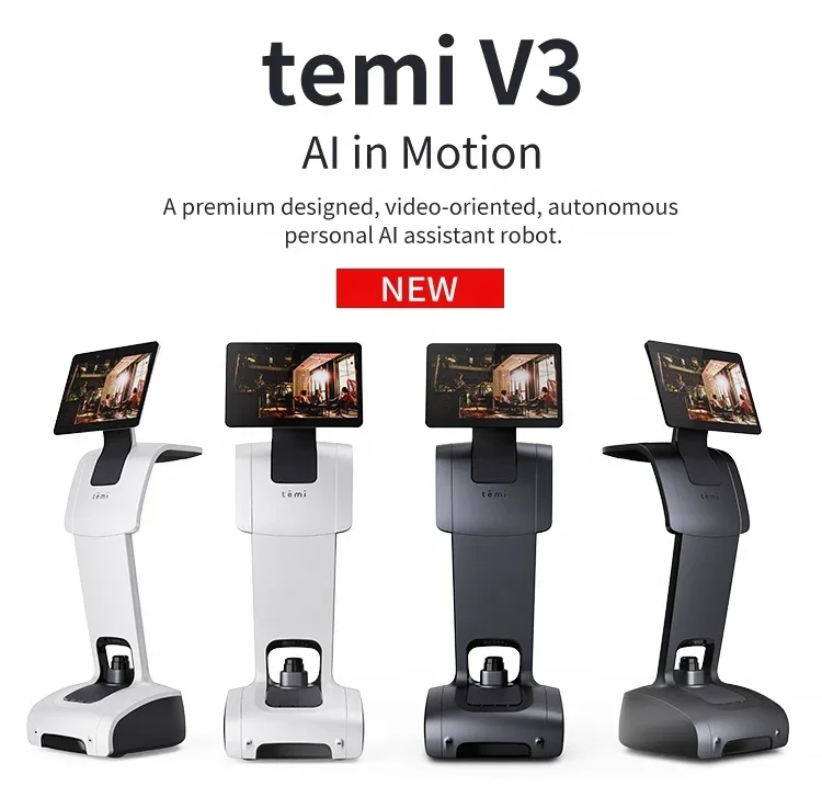 Robot comercial Temi para Servicio Móvil, dispositivo de servicio inteligente V3, teleasistencia humana sin contacto, recepción de Hotel