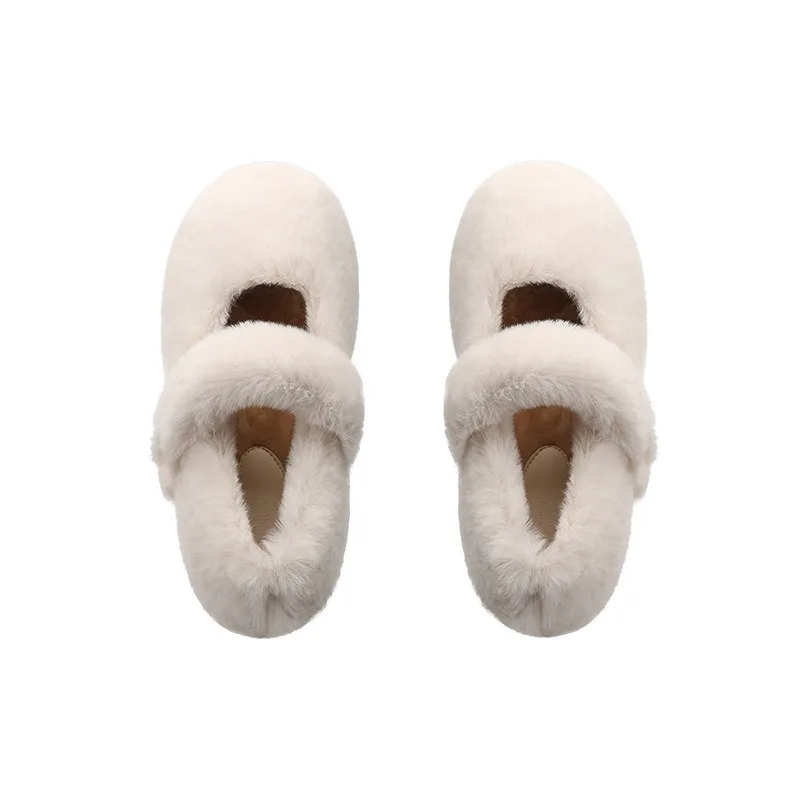 

Large Size Fluffy Slippers for Women Thick Bottom Indoor Home Warm Cotton Slippers Outdoor Wear Autumn Winter New Arrival