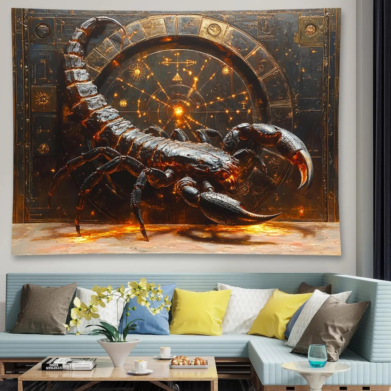 Mystic Scorpion Tapestry Wall Hanging Zodiac Astrology Creature Art Gothic Decor Tapestry Boho Luxury Wall Art Tapestry For Bedr