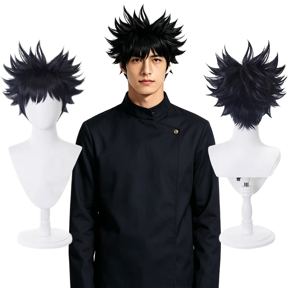 Megumi Fushiguro Cosplay Wig Jujutsu Kaisen Black Short Spiky Wig For Men Anime Costume Halloween Daily Wear Heat Resistant