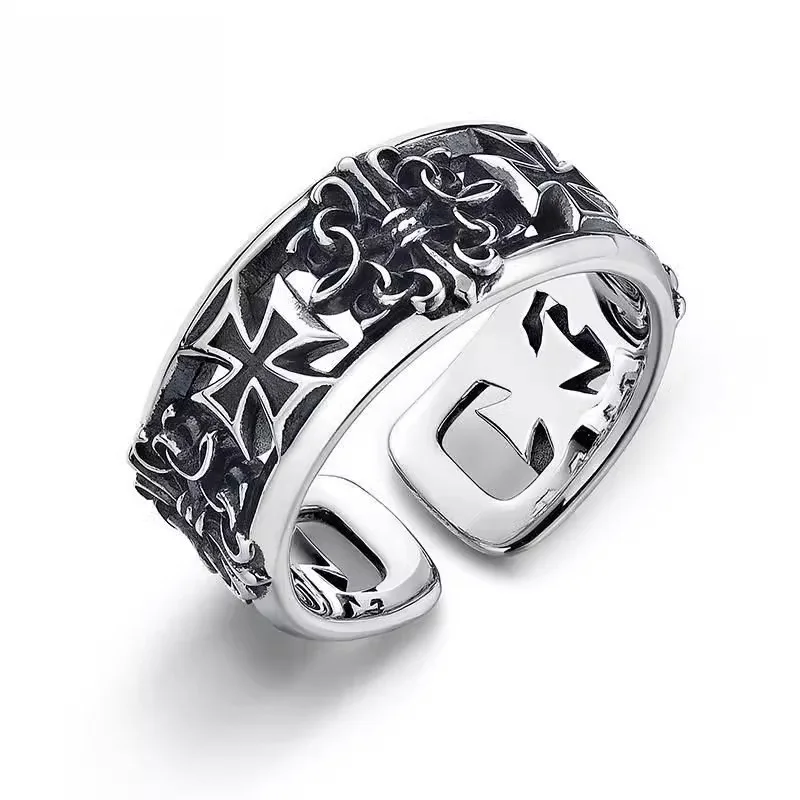 1Pcs Bague Homme Rings Cross Figure Para Hombres Jewelry Vintage Y2k Anel Punk Gothic Couple Ring Adjustable Nuevo En Anill