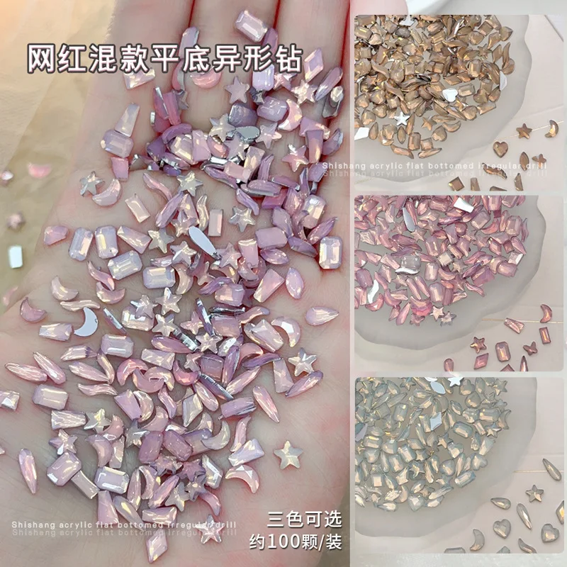 100PCS Mini Flatback Nail Art Decoration Rhinestone Crystals Opal Stone Accessories For Manicure Decor Nails Supplies Material