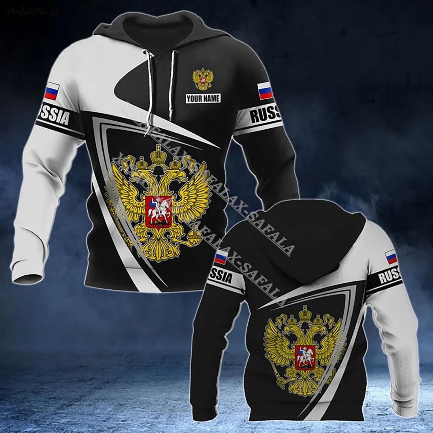 

Russia Coat Of Arms Country Flag Custom Name 3D Printed Comfortable Zip Hoodie Men Pullover Tracksuit Outwear Casual Top