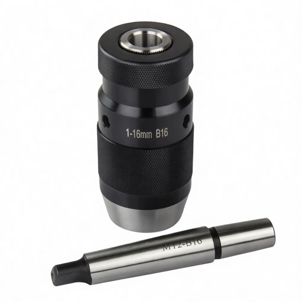 Tooltree High Performance Self Locking Keyless Drill Chuck MT2 B16 Shank 1 16mm Capacity For CNC Lathe Milling Machine