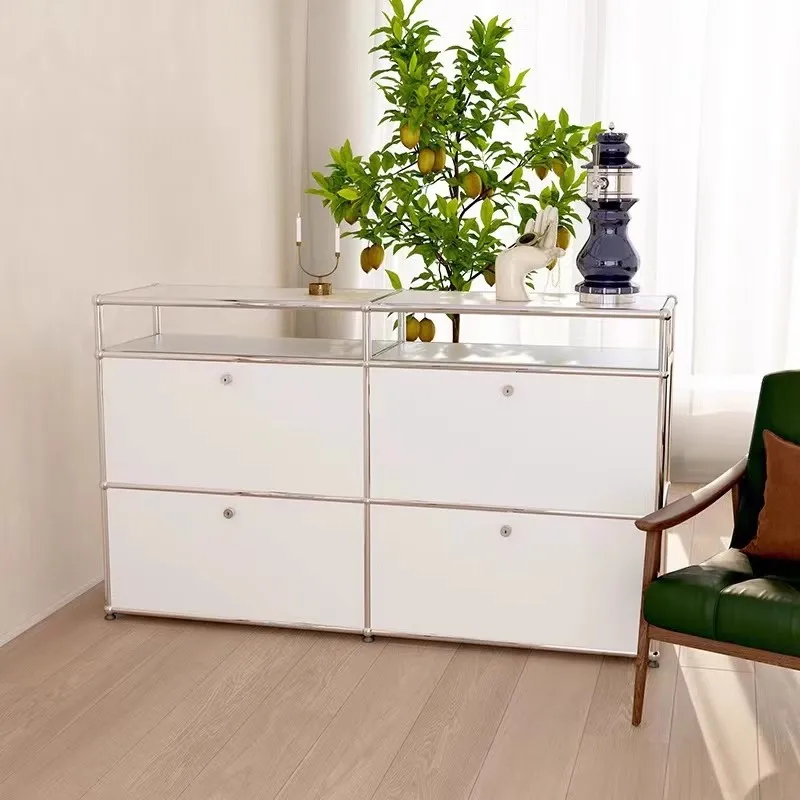 Medieval stainless steel TV cabinet storage simple modern module combination