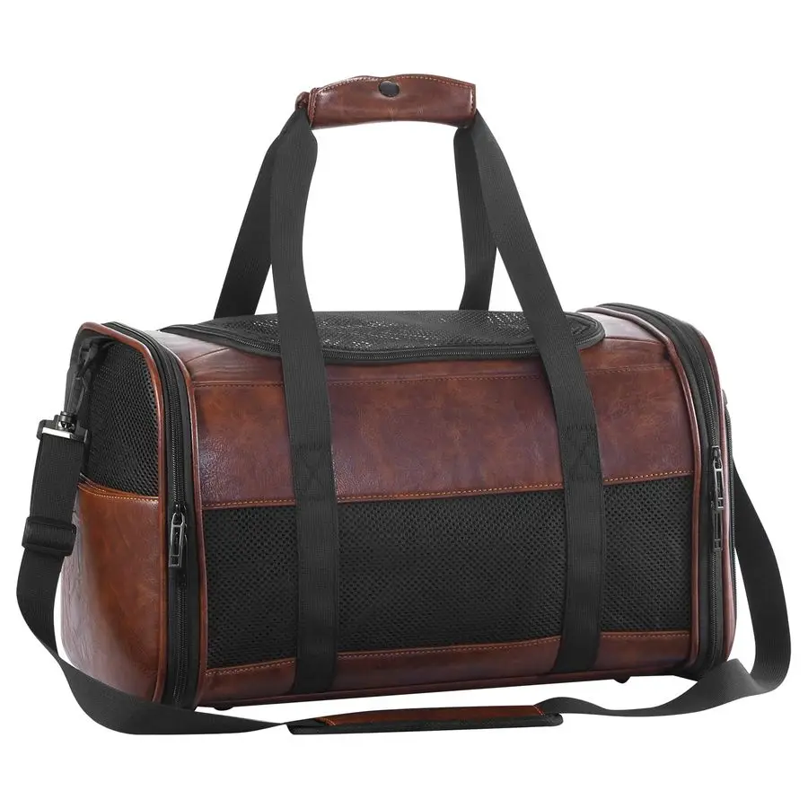 

Кожаная переноска для собак, одобренная авиакомпанией переноска для кошек, мягкая сумка-переноска для домашних животных, кошелек для щенков, котят, мелких животных, кофе