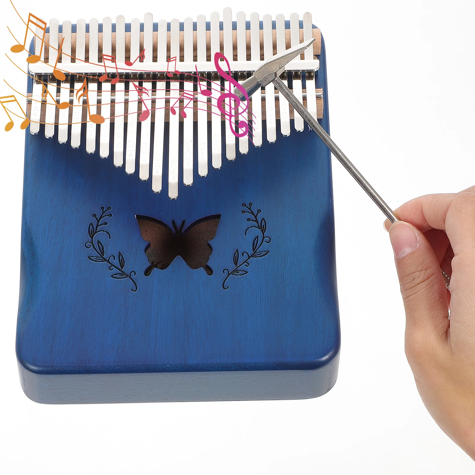 

1 set 1 Set 21 Keys Thumb Piano Portable Wooden Square Mbira Finger Instrument For Kids Adults 21 Tones Hand Piano Blue Music