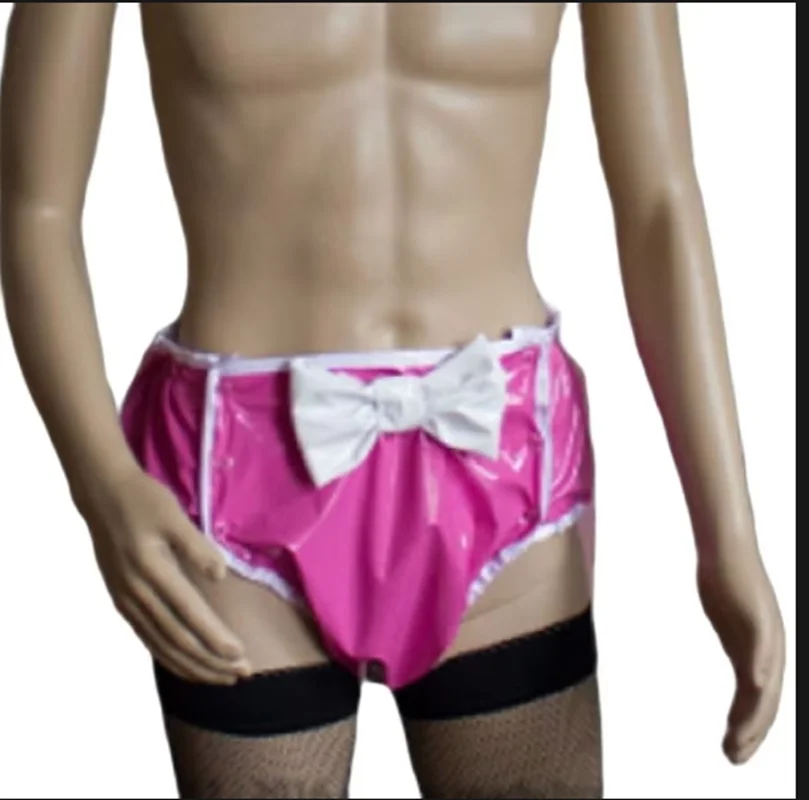 

Pink PVC Sexy Triangle Bottomed Shorts with Lace Patchwork Bow - Customizable Hot Selling Fashion Item