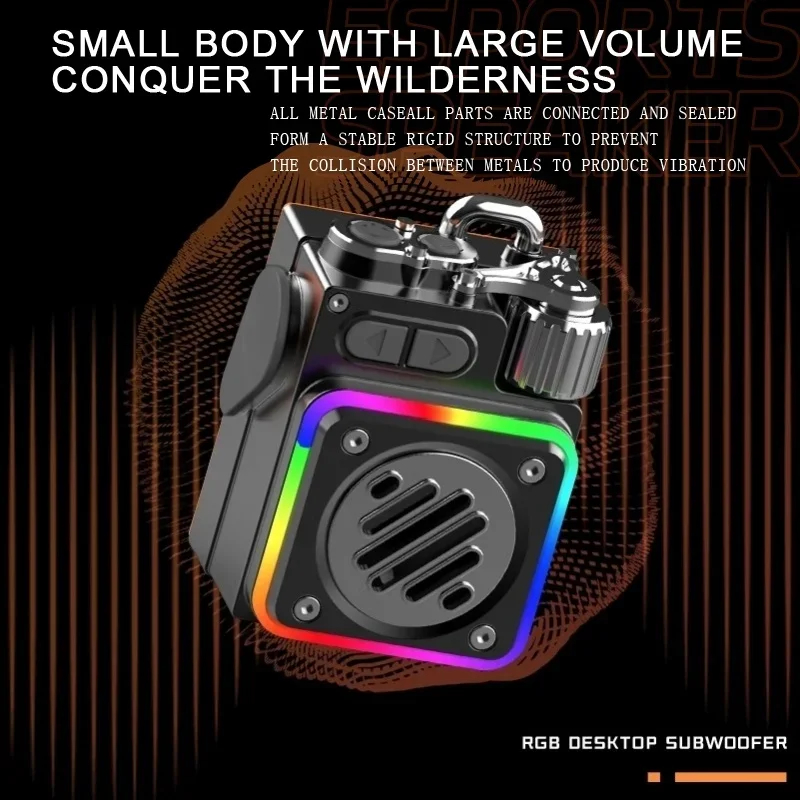 2025 جديد صغير الحجم سماعة لاسلكية تعمل بالبلوتوث مكبرات الصوت للهاتف المحمول أضواء RGB الرياضة في الهواء الطلق صندوق الصوت جيب مشغل MP3