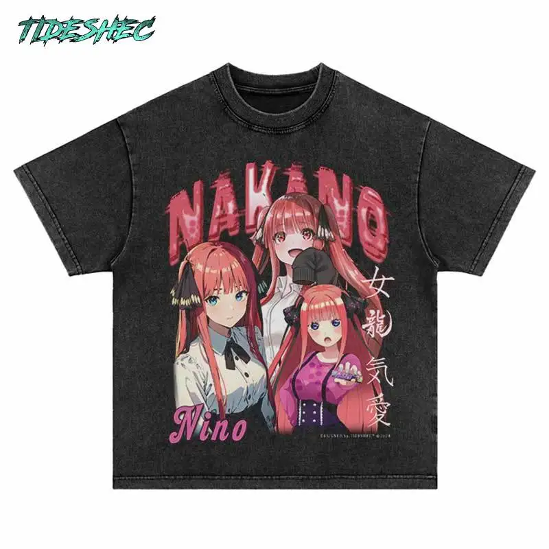 

Vintage Oversize T-Shirt Y2K Streetwear Japanese Anime Cartoon Girl Graphic Print Washed Tshirt Harajuku Punk Gothic T-shirt