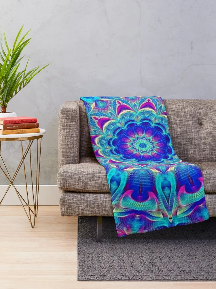 Flower Of Life Mandala (Neon Light) Throw Blanket Large Sofa Quilt Blankets