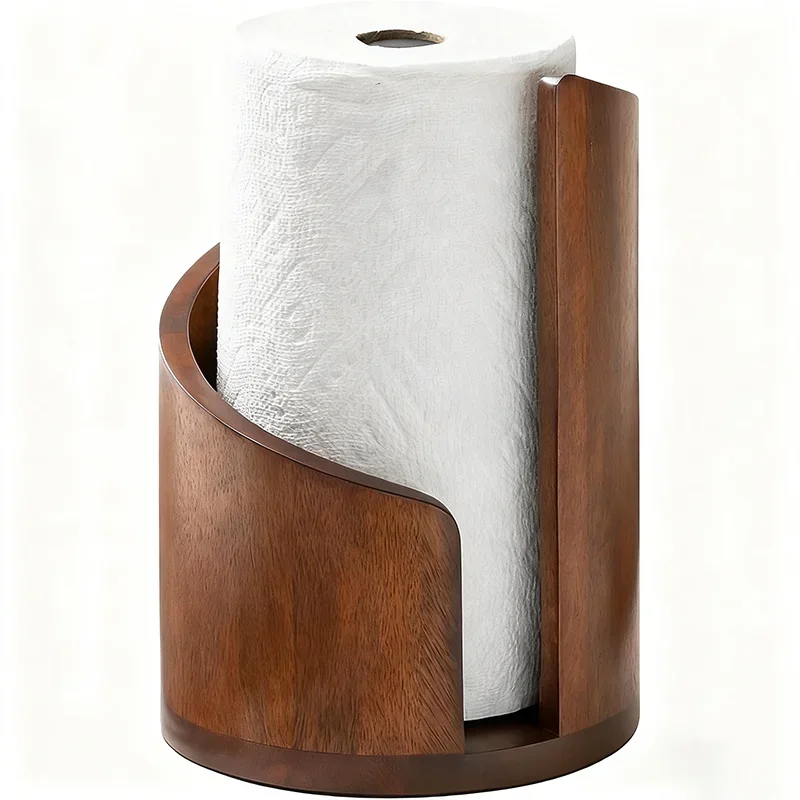 

Wooden Paper Towel Holder Household Paper Roll Storage Organizer Anti-skid Base Home Desktop Decorative Paper Towel Holder