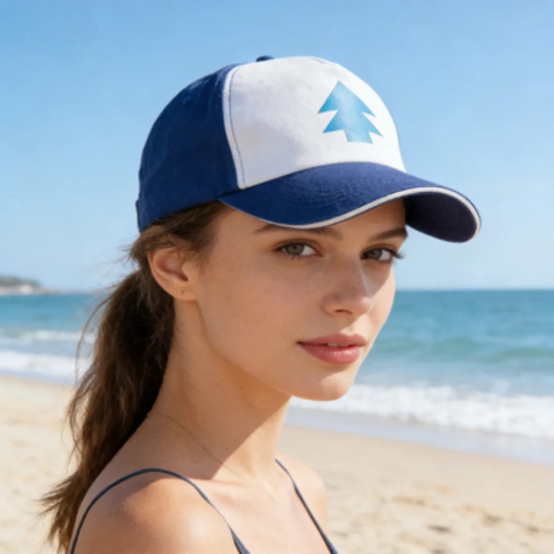Anime Gravity Falls Dipper Pines Blue Pine Tree Print Trucker-Mütze für Herren und Damen, Cartoon-Cosplay, verstellbare Baseballkappe für den Außenbereich – Detail 23