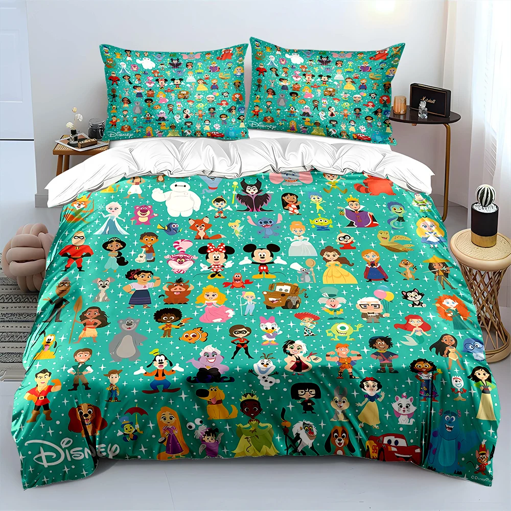 Disney Cartoon Character Story 3 Pieces Bed Set Pillowcase Adult Bed Cover Bedroom Bed Set Duvet Set Duvet Home Decoration